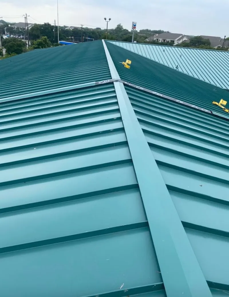 Green commercial metal roof ridge and valley for Metal Roof Repair in Terrytown